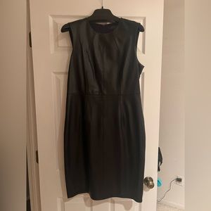 Saks Fifth Avenue 100% leather sleeveless sheath dress
